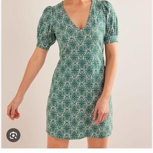 Boden Bottle Green Patterned Dress
